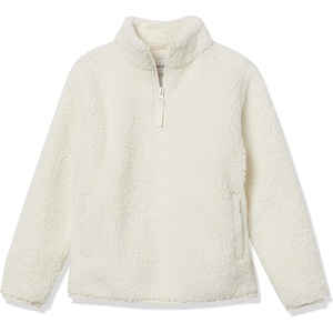 Amazon Essentials Girls’ Long Sleeve Sherpa Fleece Quarter-Zip Pullover Jacket, Insulated(Ivory)
