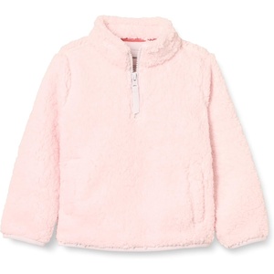 Amazon Essentials Girls’ Long Sleeve Sherpa Fleece Quarter-Zip Pullover Jacket, Insulated(Light Pink)