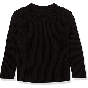 Amazon Essentials Girls Modern Wide-Neck Pullover Sweater(Black)