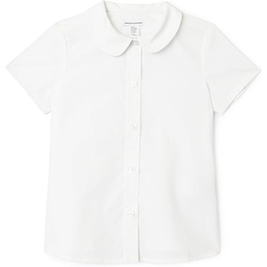 Amazon Essentials Girls’ Short Sleeve Peter Pan Collar Shirt(Bright White)