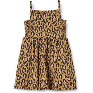 Amazon Essentials Girls and Toddlers’ Cotton Strappy Midi Dress(Dark Tan Leopard)
