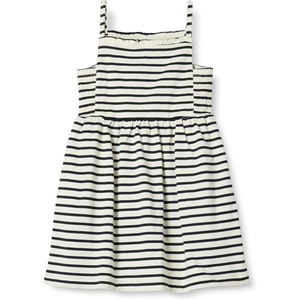 Amazon Essentials Girls and Toddlers’ Cotton Strappy Midi Dress(Ecru Black French Stripe)