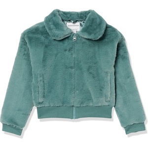 Amazon Essentials Girls and Toddlers’ Cropped Faux Fur Jacket, Outerwear(Green)