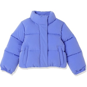 Amazon Essentials Girls and Toddlers’ Cropped Full-Zip Fully Lined Puffer Jacket (Quilted Matte or Sherpa Fleece)(Purple Blue)