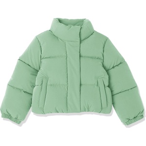 Amazon Essentials Girls and Toddlers’ Cropped Full-Zip Fully Lined Puffer Jacket (Quilted Matte or Sherpa Fleece)(Sage Green)