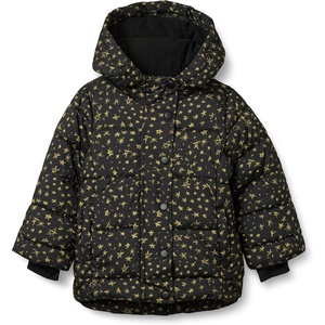 Amazon Essentials Girls and Toddlers’ Heavyweight Hooded Puffer Coat, Water-Resistant(Black Stars)