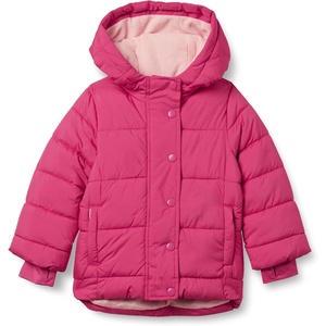 Amazon Essentials Girls and Toddlers’ Heavyweight Hooded Puffer Coat, Water-Resistant(Pink)
