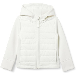 Amazon Essentials Girls and Toddlers’ Hooded Full-Zip Quilted Puffer Active Jacket with Front Pockets, Long Sleeve(Eggshell White)