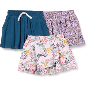 Amazon Essentials Girls and Toddlers’ Knit Skorts with Elastic Waist and Built-in Shorts, Pack of 3(Navy Floral)