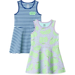 Amazon Essentials Girls and Toddlers’ Knit Sleeveless Fit and Flare Tank Play Dress, Pack of 2(Star Wars)