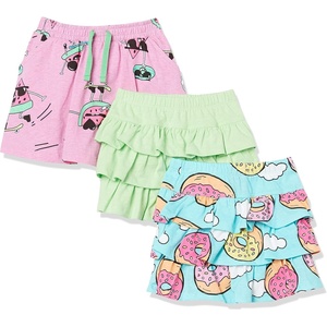 Amazon Essentials Girls and Toddlers’ Knitted Ruffle Scooter Skirts with Elastic Waist and Built in Shorts(3-pack Donut/Watermelon/Green)