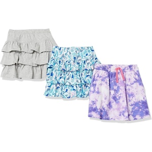 Amazon Essentials Girls and Toddlers’ Knitted Ruffle Scooter Skirts with Elastic Waist and Built in Shorts(3-pack Mermaid Tie-dye)