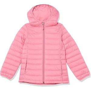 Amazon Essentials Girls and Toddlers’ Lightweight Water-Resistant Packable Hooded Puffer Jacket(Bright Pink)