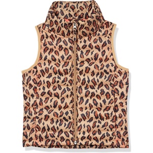 Amazon Essentials Girls and Toddlers’ Lightweight Water-Resistant Packable Puffer Vest(Light Rose Cheetah Print)