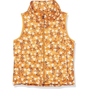 Amazon Essentials Girls and Toddlers’ Lightweight Water-Resistant Packable Puffer Vest(Yellow Floral)