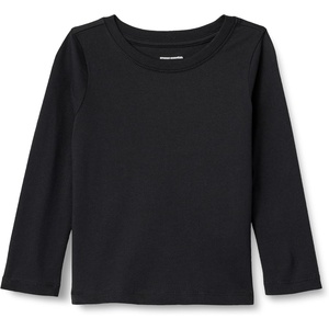 Amazon Essentials Girls and Toddlers’ Long-Sleeve Crewneck T-Shirts, Multipacks(Black)