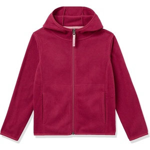 Amazon Essentials Girls and Toddlers’ Polar Fleece Full-Zip Hooded Lightweight Jacket, Insulated(Berry)
