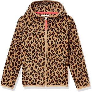 Amazon Essentials Girls and Toddlers’ Polar Fleece Full-Zip Hooded Lightweight Jacket, Insulated(Classic Leopard)