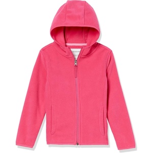 Amazon Essentials Girls and Toddlers’ Polar Fleece Full-Zip Hooded Lightweight Jacket, Insulated(Dark Pink)
