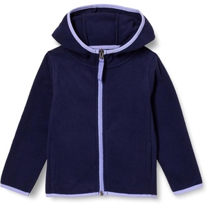 Amazon Essentials Girls and Toddlers’ Polar Fleece Full-Zip Hooded Lightweight Jacket, Insulated(Navy)