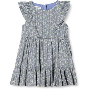 Amazon Essentials Girls and Toddlers’ Ruffle Woven Dress(Blue Posey Floral)