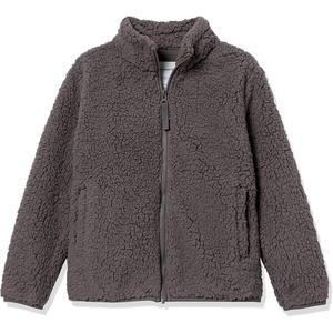 Amazon Essentials Girls and Toddlers’ Sherpa Fleece Full-Zip Jacket – Discontinued Colors(Grey)