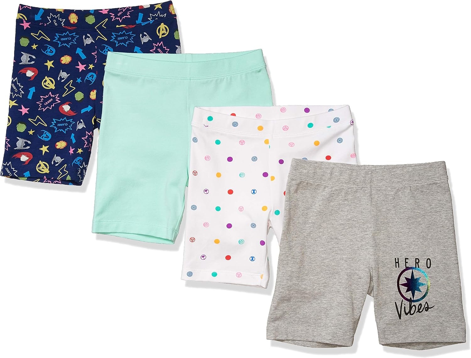 image:imageAmazon Essentials Disney Marvel Star Wars Girls and Toddlers Bike Shorts Discontinued Colors Pack of 4Marvel Icons