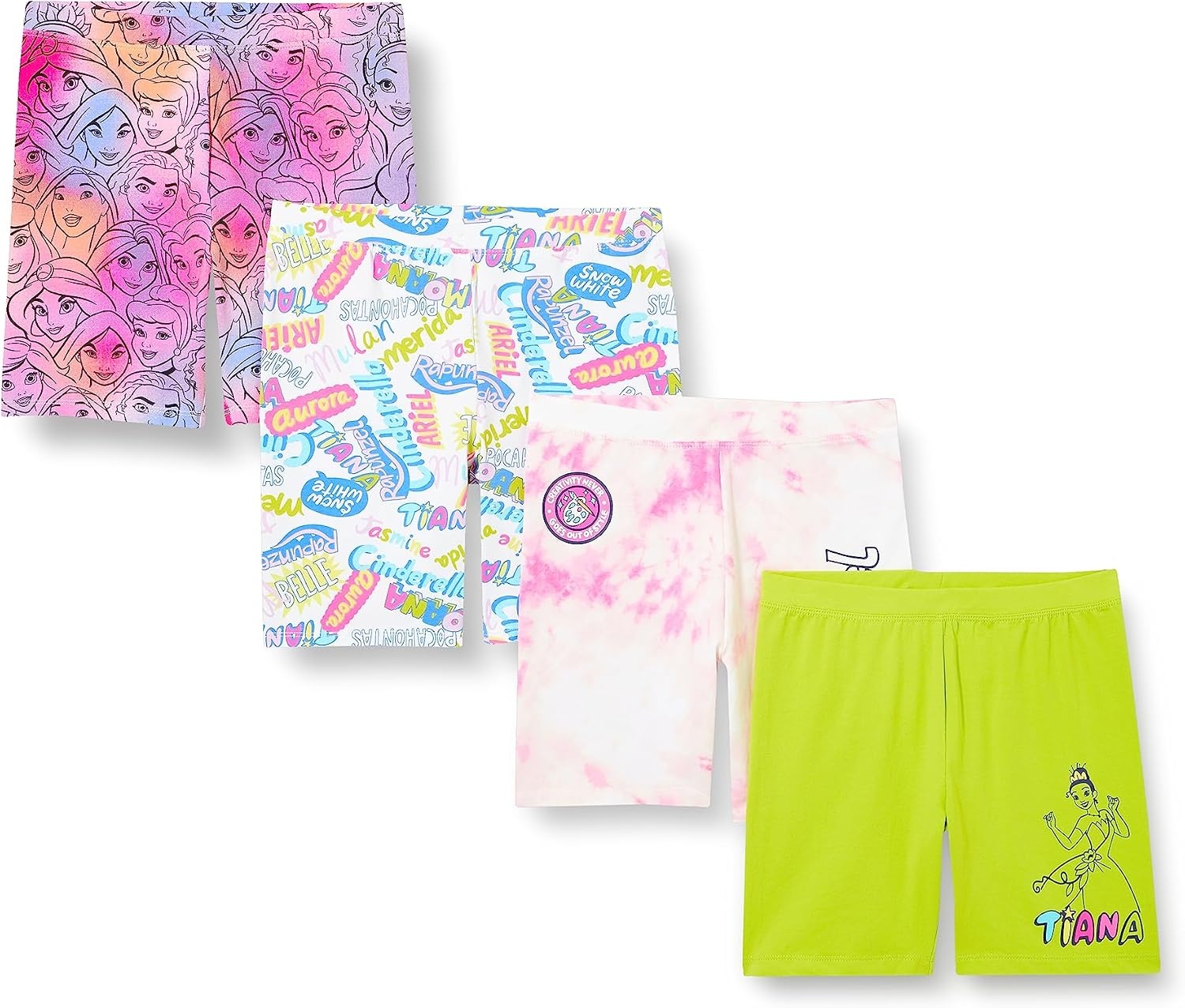 image:imageAmazon Essentials Disney Marvel Star Wars Girls and Toddlers Bike Shorts Discontinued Colors Pack of 4PrincessScribble