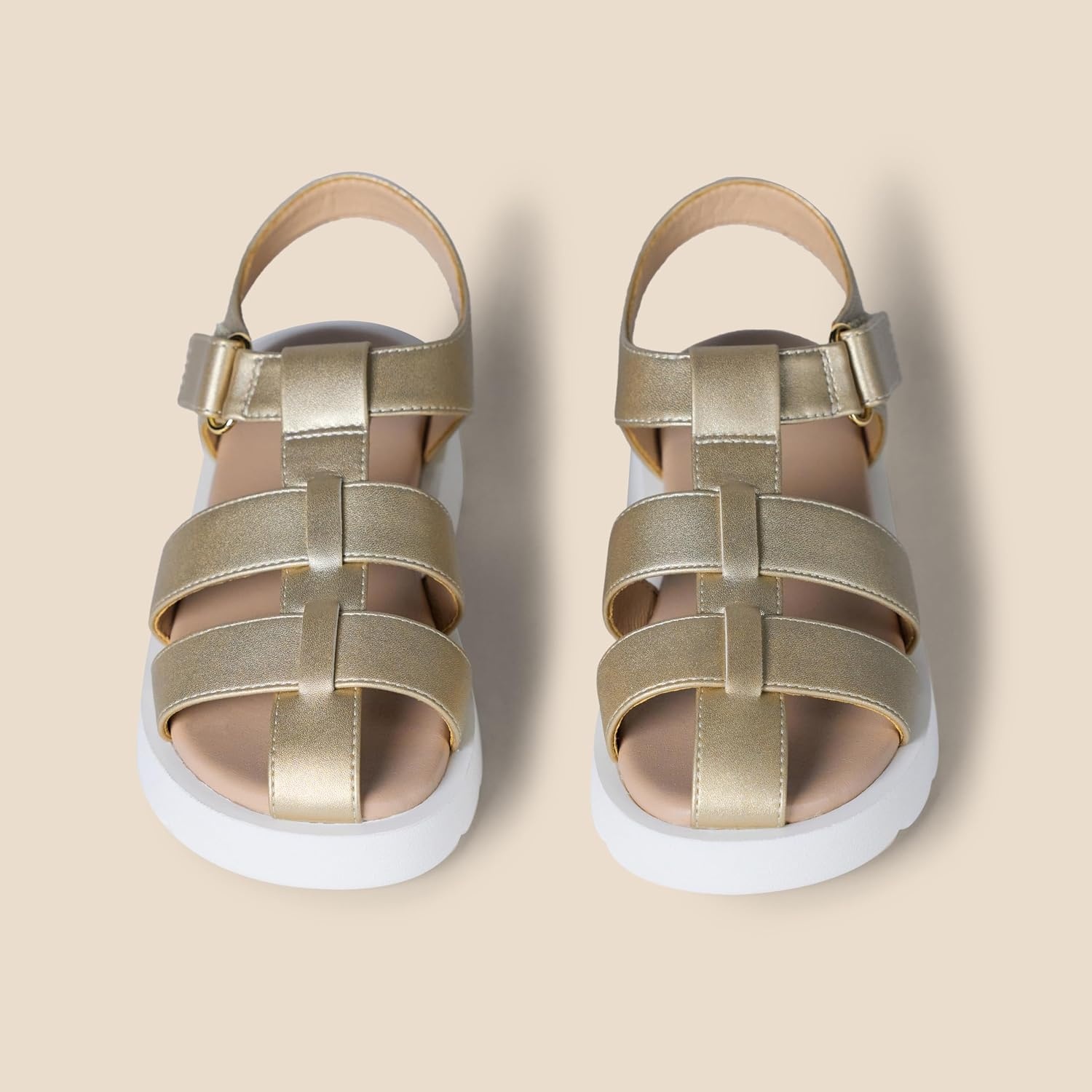 image:imageAmazon Essentials Girls Closed Toe Fisherman SandalsPale Metallic Gold Faux Leather