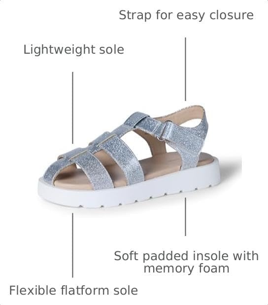 image:imageAmazon Essentials Girls Closed Toe Fisherman SandalsSilver Glitter