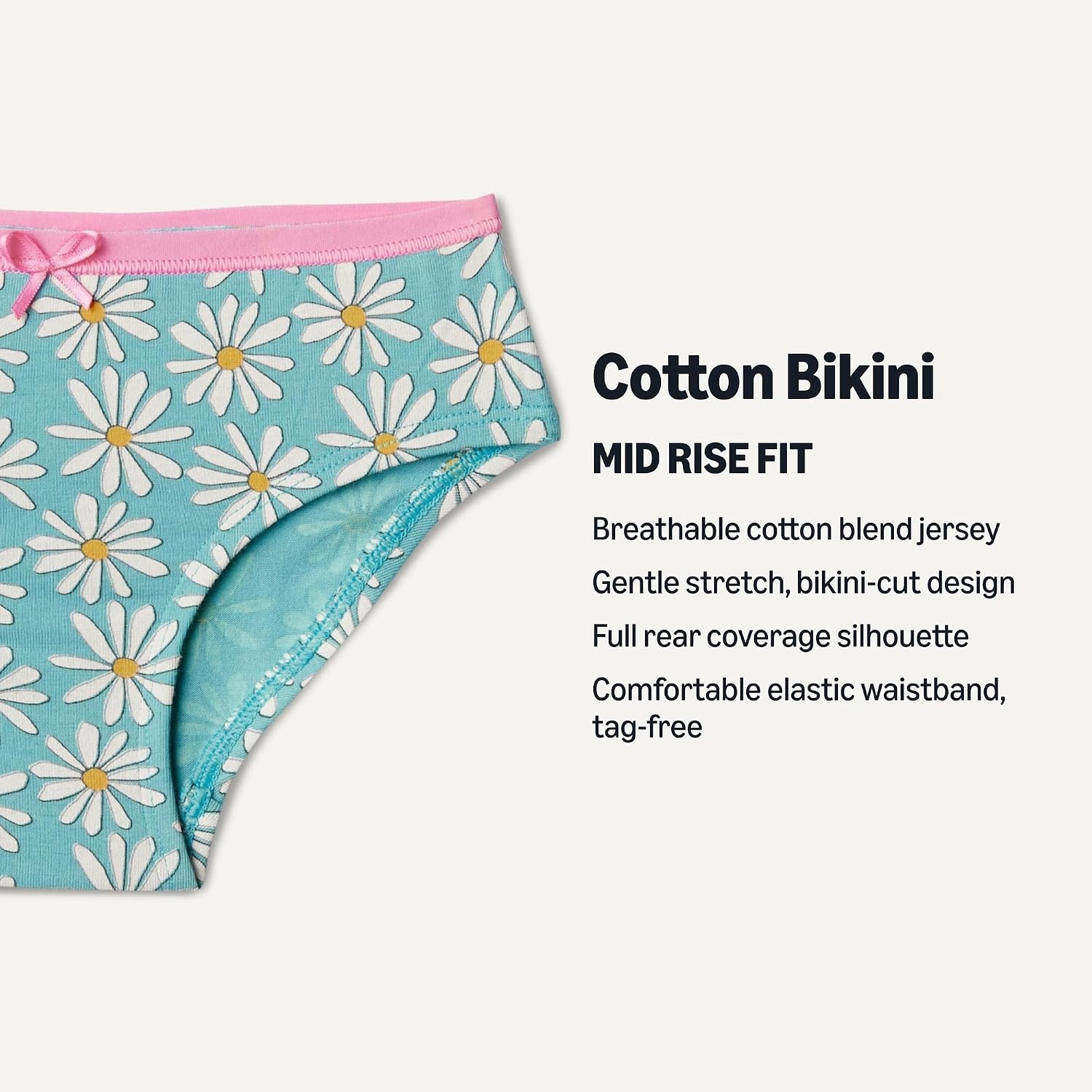 image:imageAmazon Essentials Girls Cotton Jersey Bikini UnderwearGingham Flower Pink