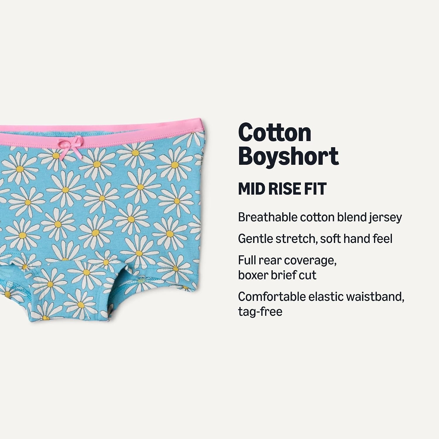 image:imageAmazon Essentials Girls Cotton Jersey Boxer Brief UnderwearGingham Flower Pink