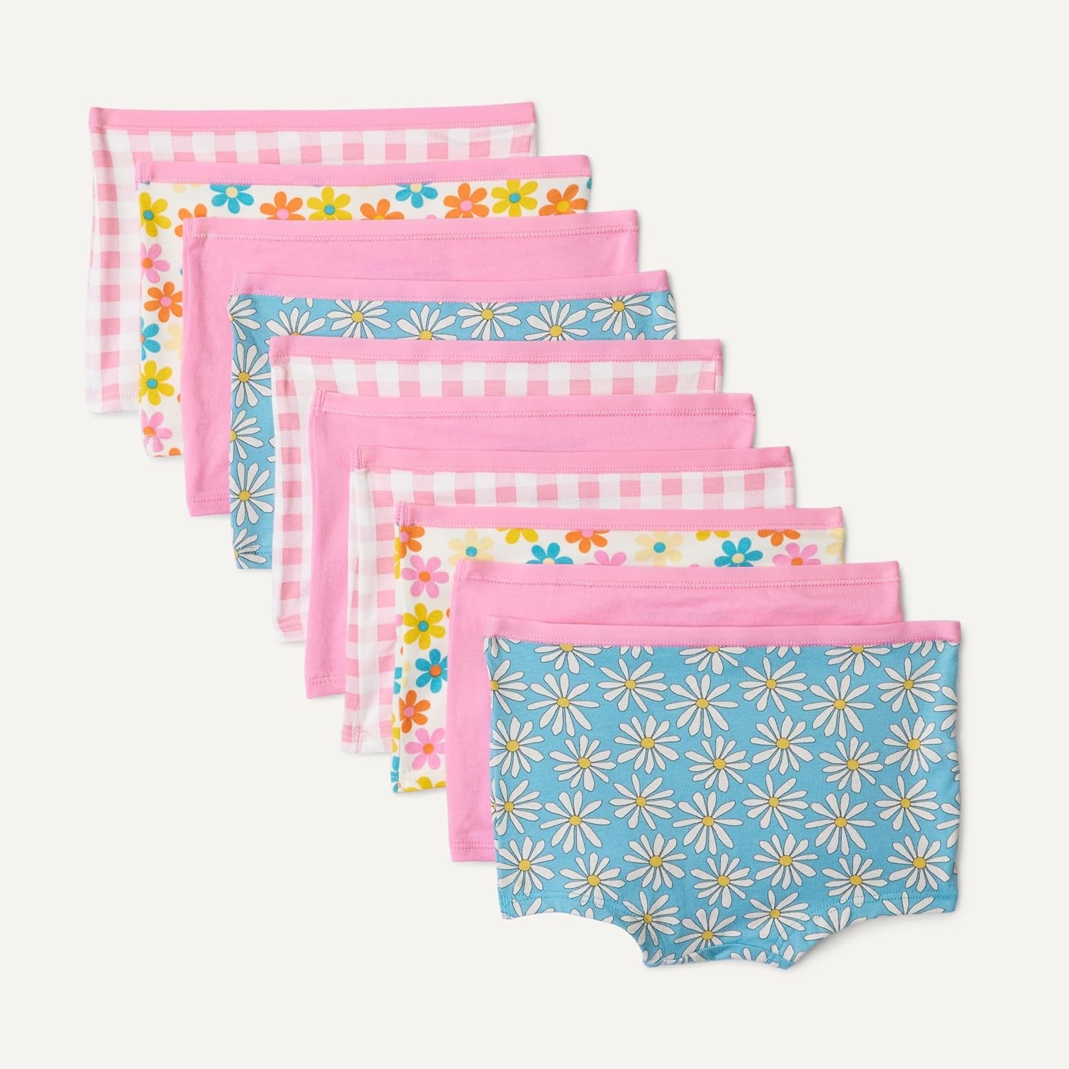 image:imageAmazon Essentials Girls Cotton Jersey Boxer Brief UnderwearGingham Flower Pink
