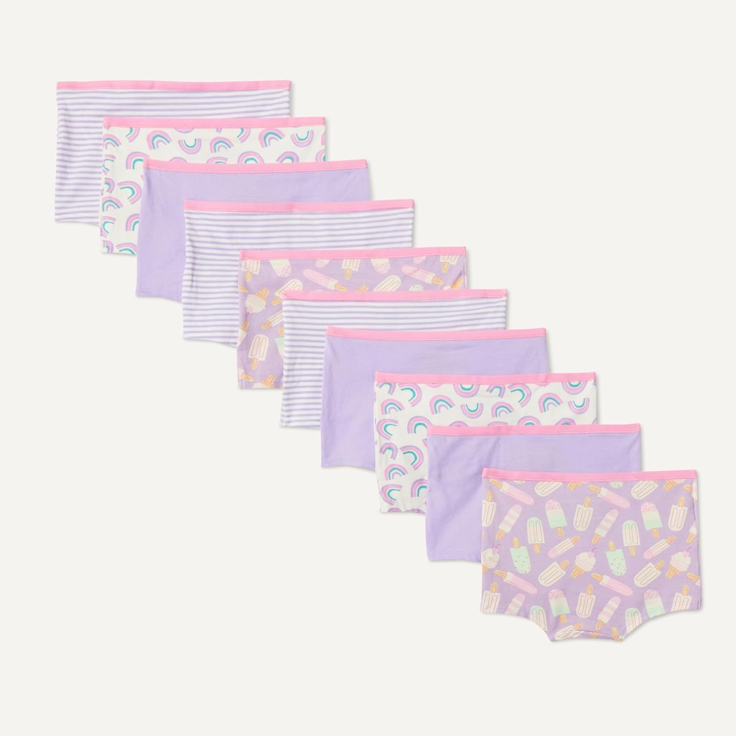 image:imageAmazon Essentials Girls Cotton Jersey Boxer Brief UnderwearLilac Rainbow Stripes
