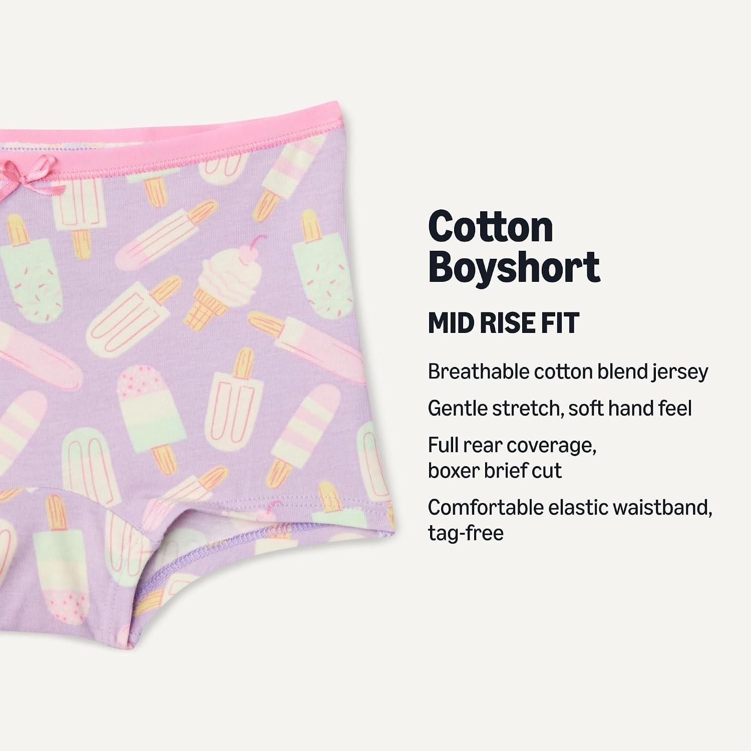 image:imageAmazon Essentials Girls Cotton Jersey Boxer Brief UnderwearLilac Rainbow Stripes