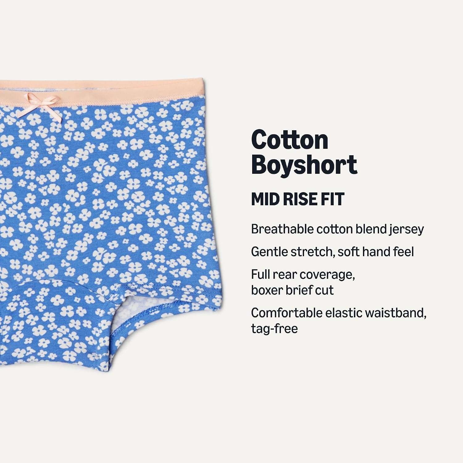 image:imageAmazon Essentials Girls Cotton Jersey Boxer Brief UnderwearPeach Flower Stripes