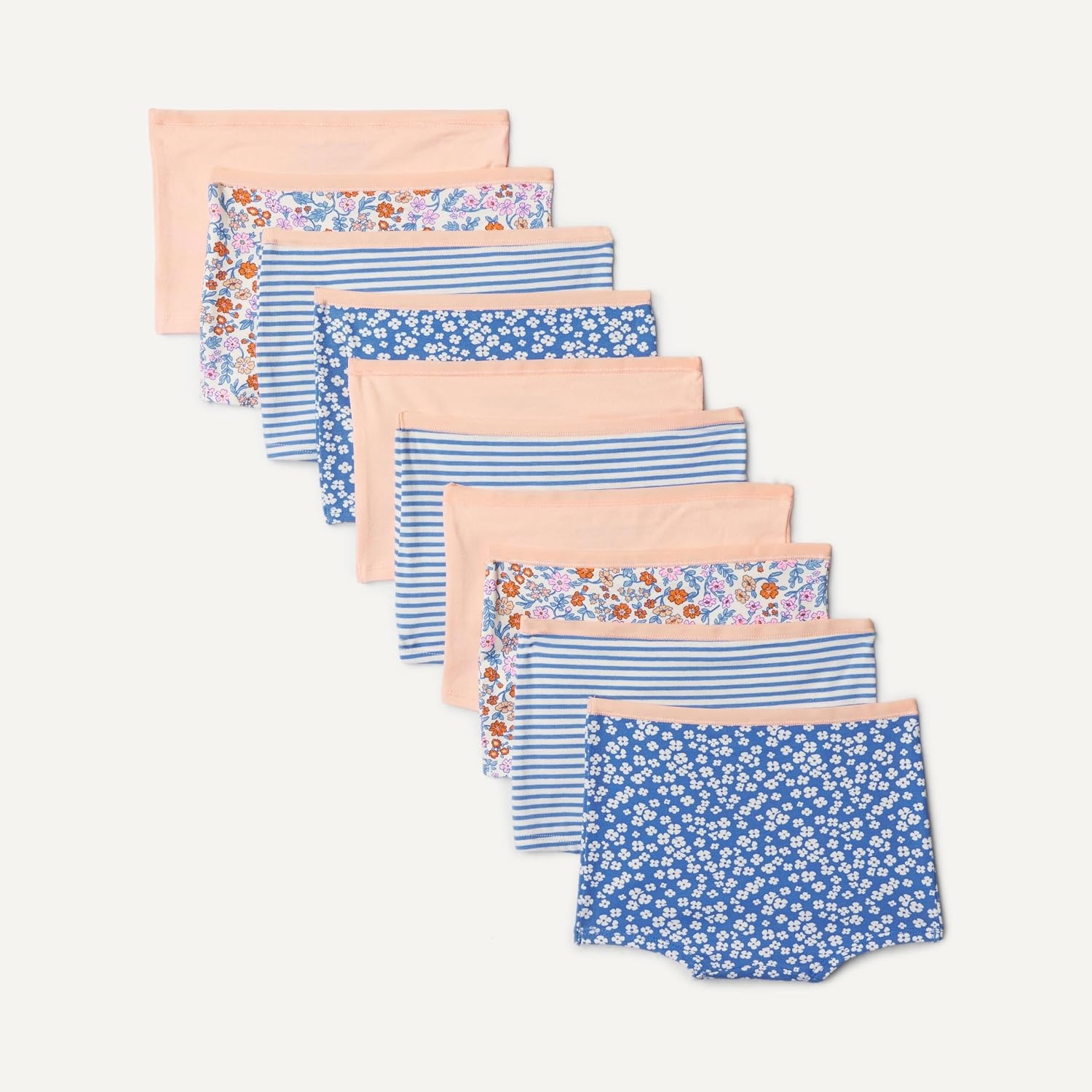 image:imageAmazon Essentials Girls Cotton Jersey Boxer Brief UnderwearPeach Flower Stripes