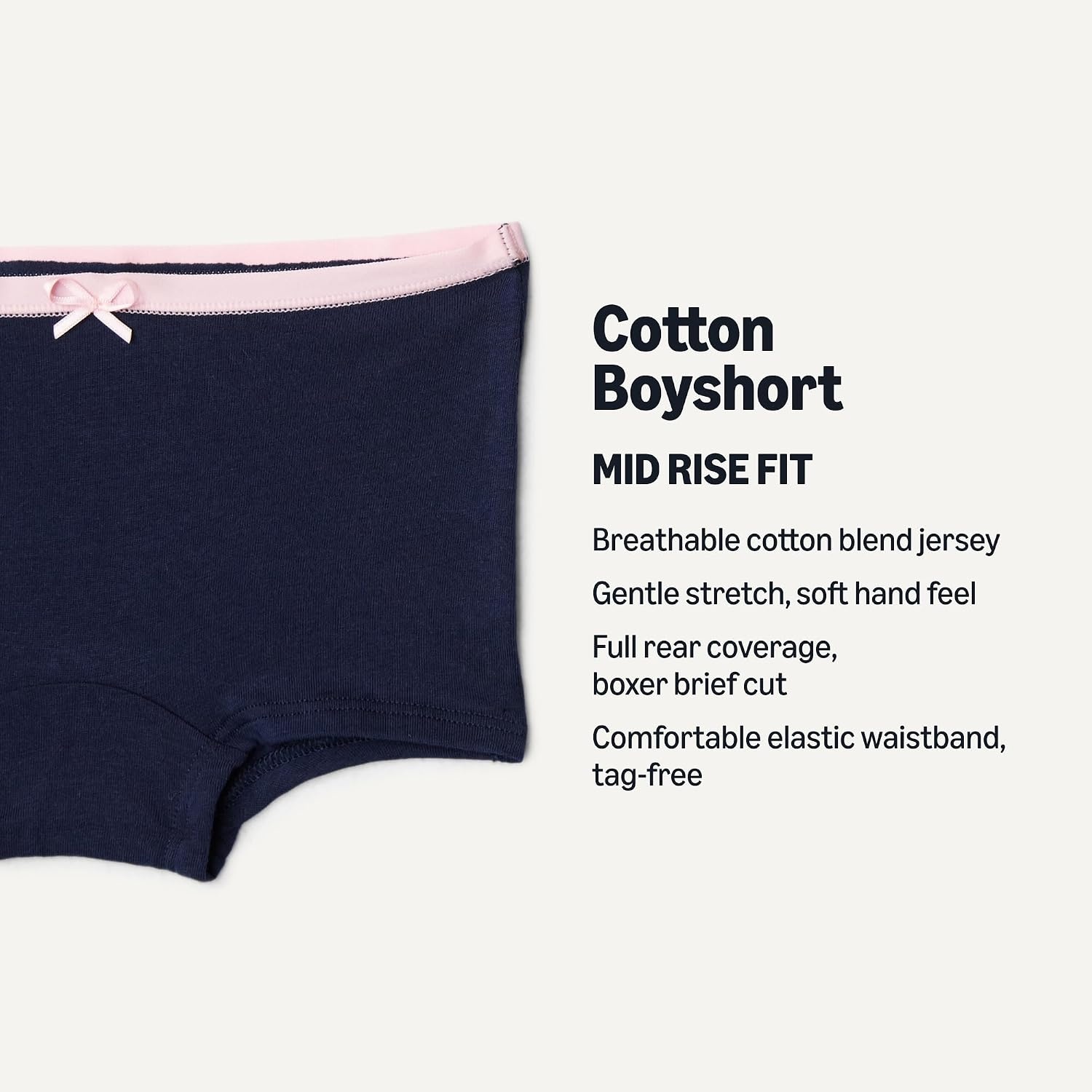 image:imageAmazon Essentials Girls Cotton Jersey Boxer Brief UnderwearSpot Stripe Navy