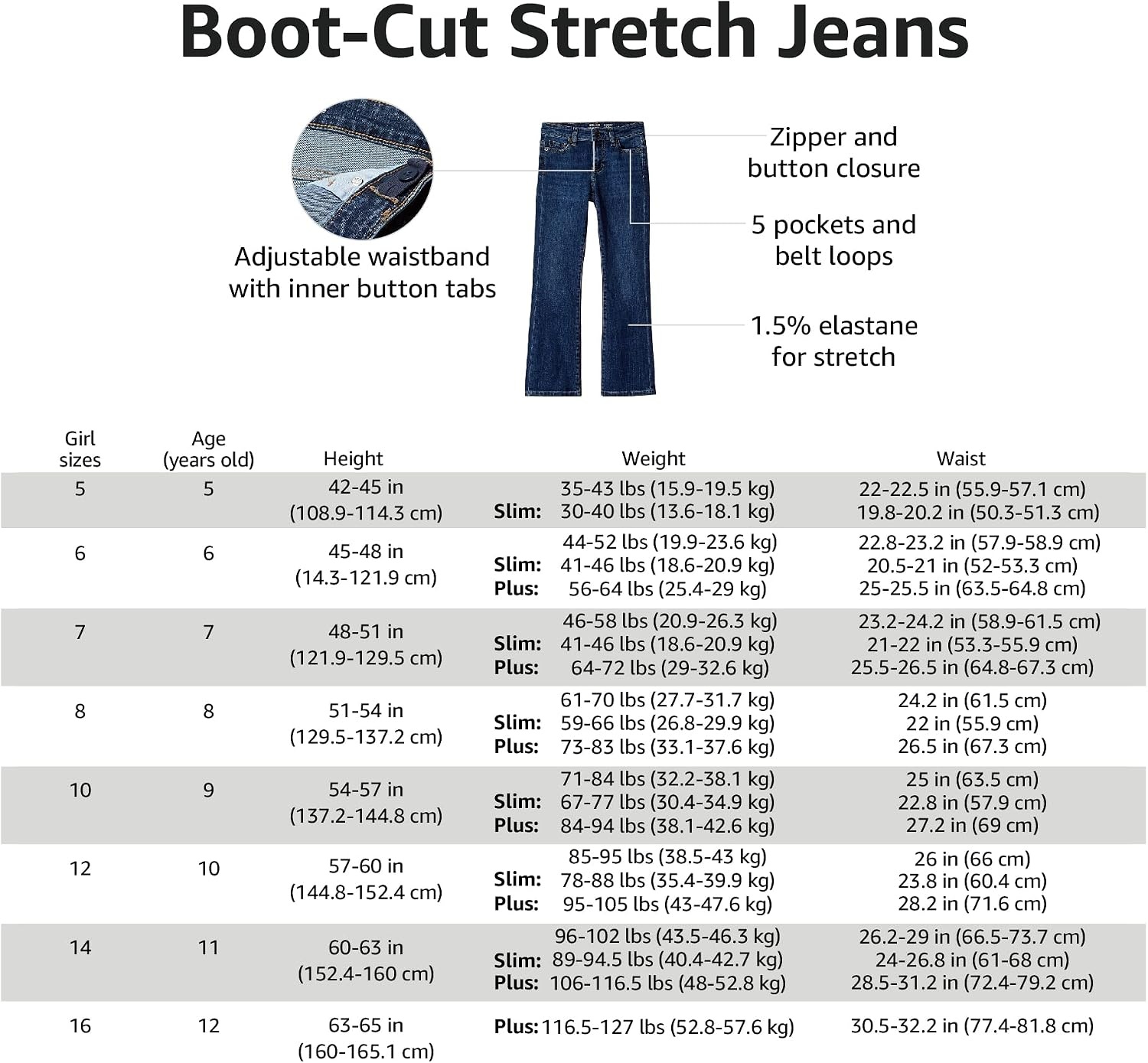 image:imageAmazon Essentials Girls Slim BootCut Stretch JeansMedium Wash