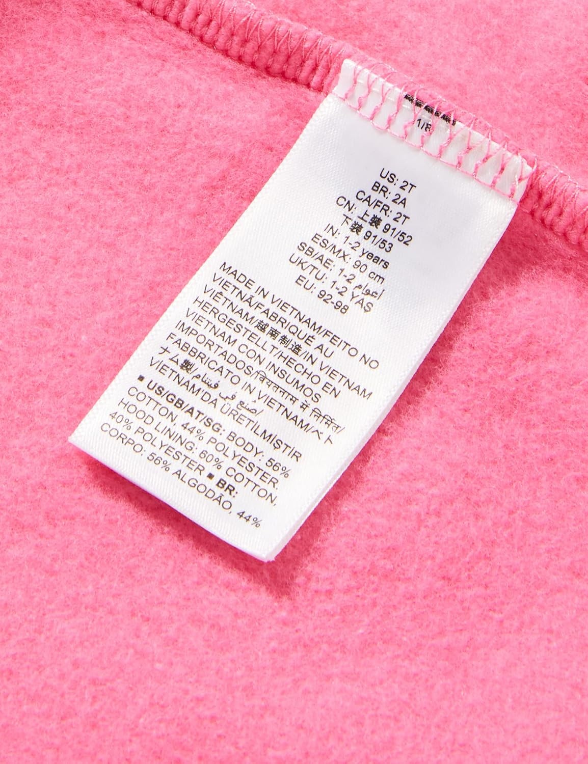 image:imageAmazon Essentials Girls and Toddlers Fleece ZipUp Hooded Sweatshirt with Lined Hood and Rib Knit DetailBright Pink
