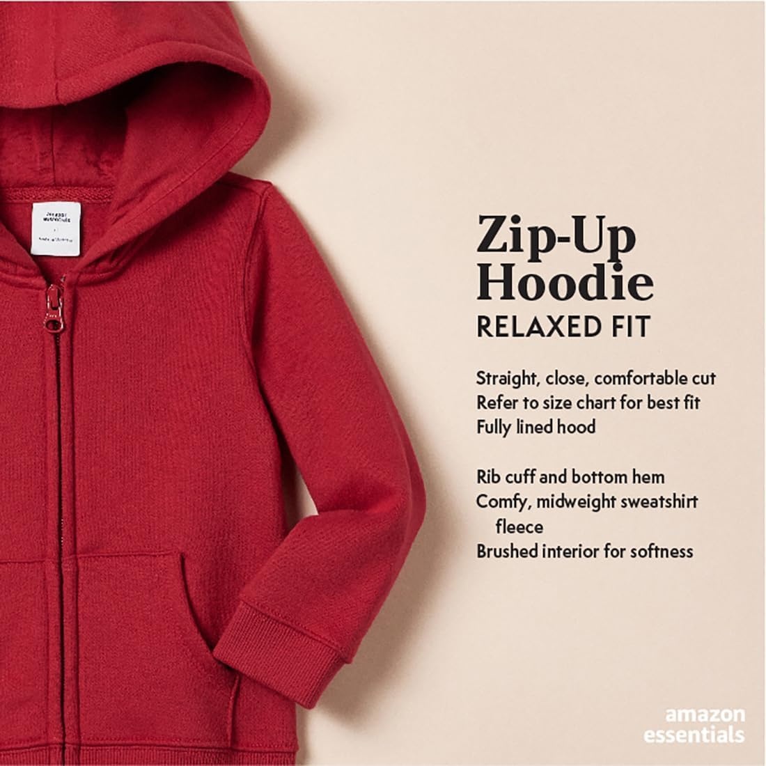 image:imageAmazon Essentials Girls and Toddlers Fleece ZipUp Hooded Sweatshirt with Lined Hood and Rib Knit DetailNavy