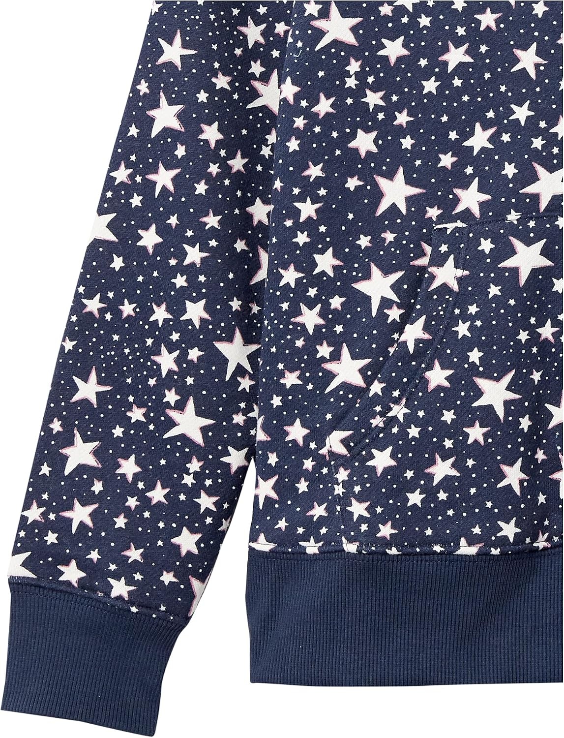 image:imageAmazon Essentials Girls and Toddlers Fleece ZipUp Hooded Sweatshirt with Lined Hood and Rib Knit DetailNavy Stars