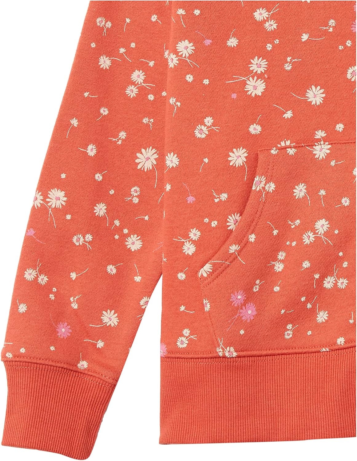 image:imageAmazon Essentials Girls and Toddlers Fleece ZipUp Hooded Sweatshirt with Lined Hood and Rib Knit DetailOrange Floral