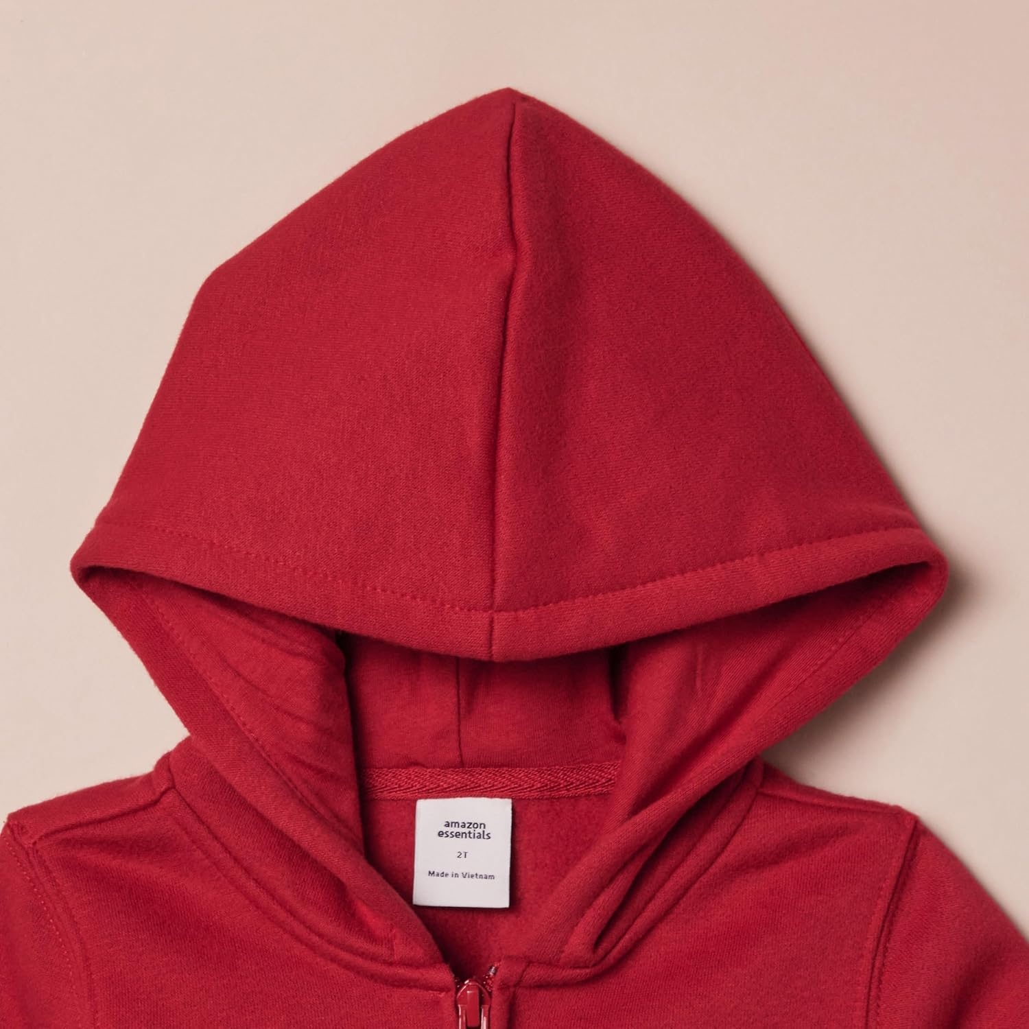 image:imageAmazon Essentials Girls and Toddlers Fleece ZipUp Hooded Sweatshirt with Lined Hood and Rib Knit DetailRed