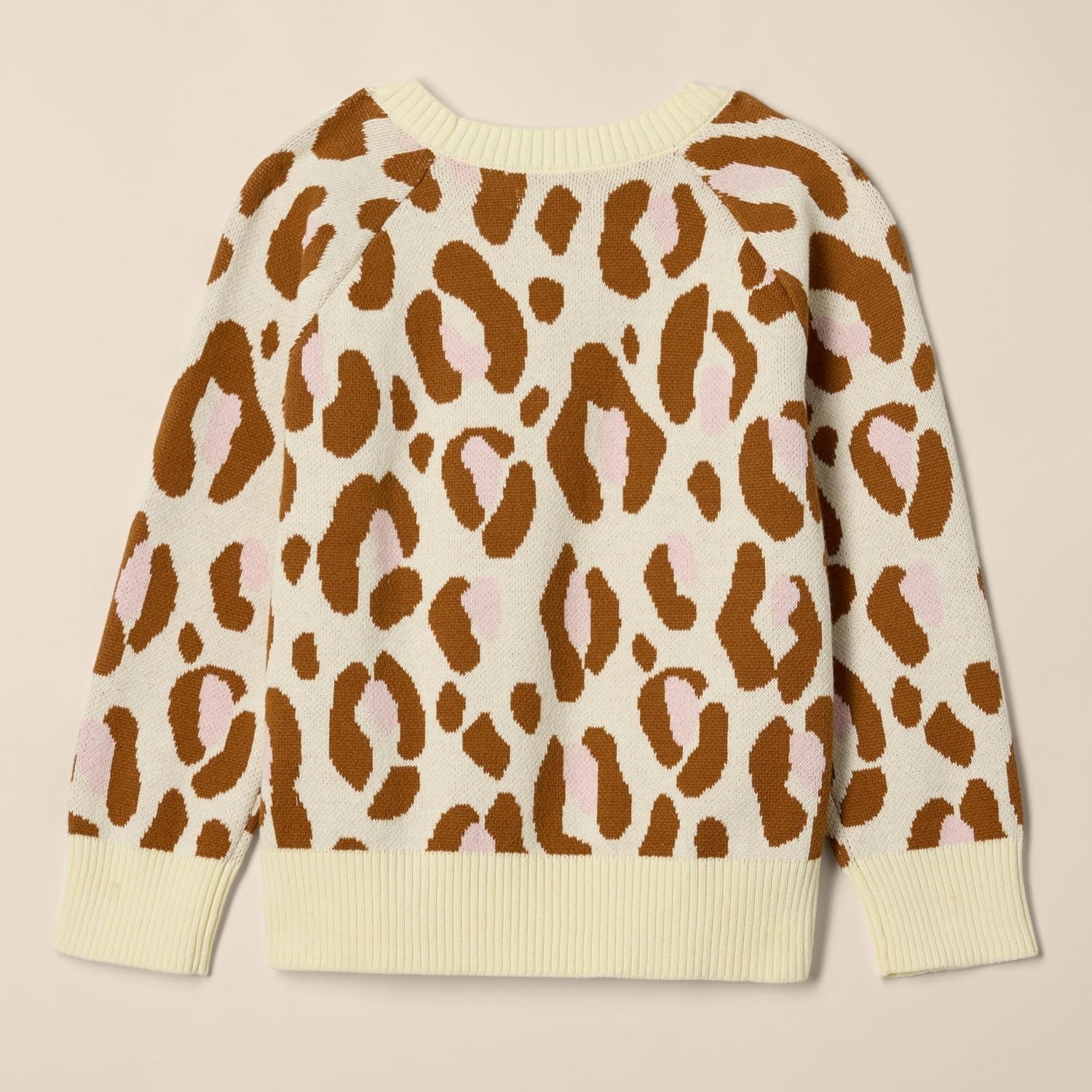 image:imageAmazon Essentials Girls and Toddlers Knitted Pullover Crewneck SweaterIvory Leopard