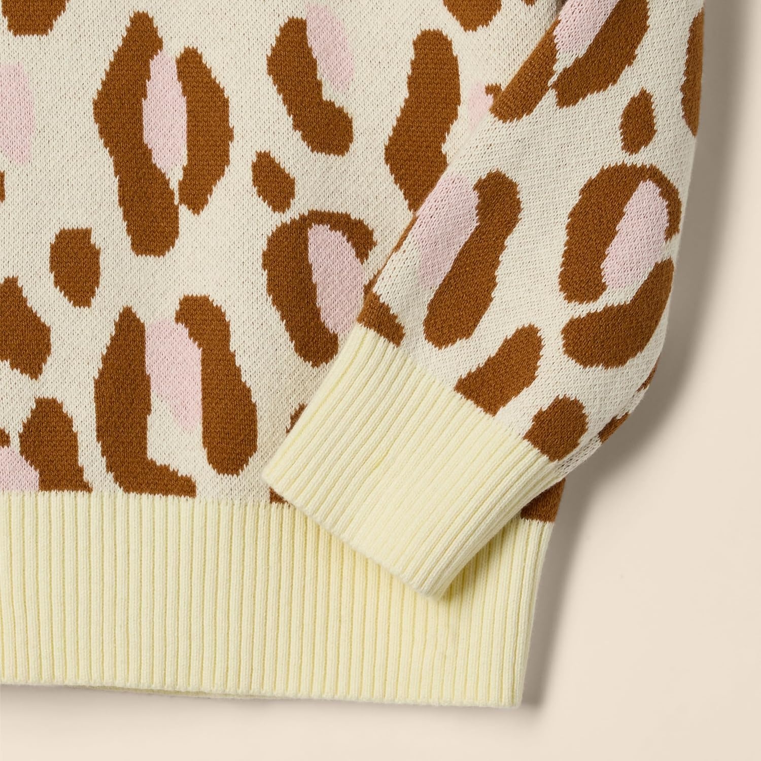 image:imageAmazon Essentials Girls and Toddlers Knitted Pullover Crewneck SweaterIvory Leopard