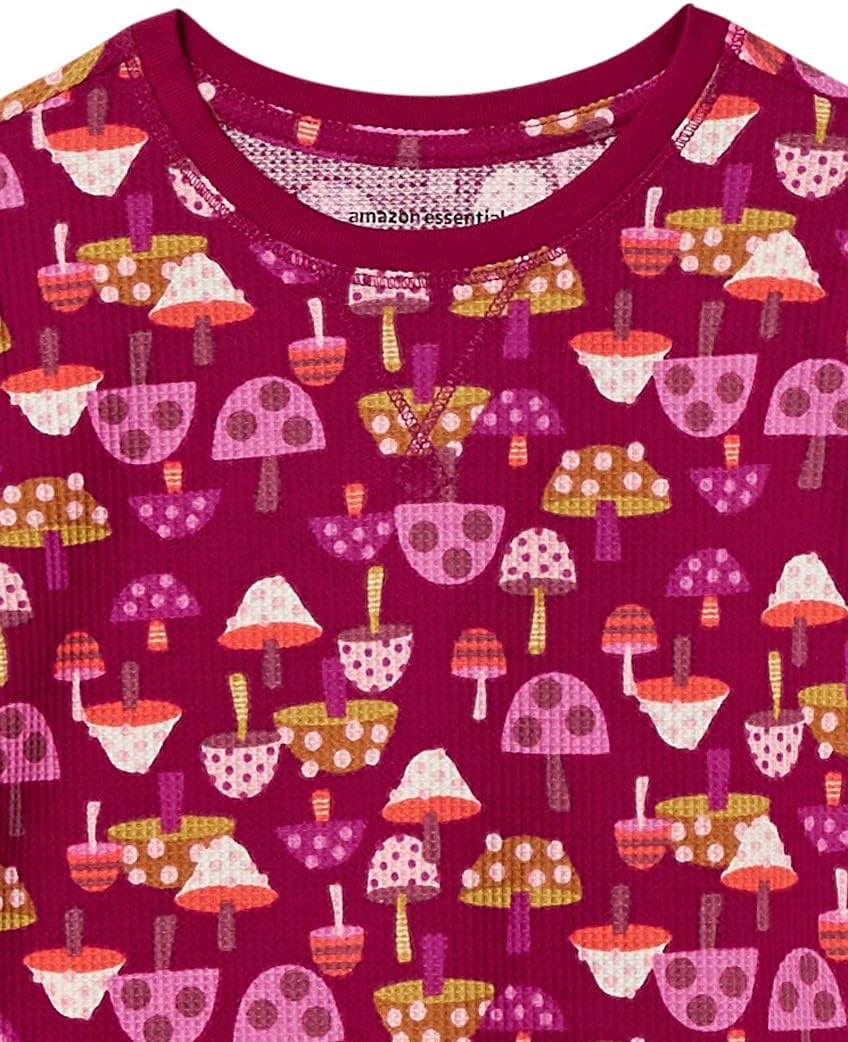 image:imageAmazon Essentials Girls and Toddlers LongSleeve Knit Thermal TShirts Pack of 33pack Berry Mushrooms