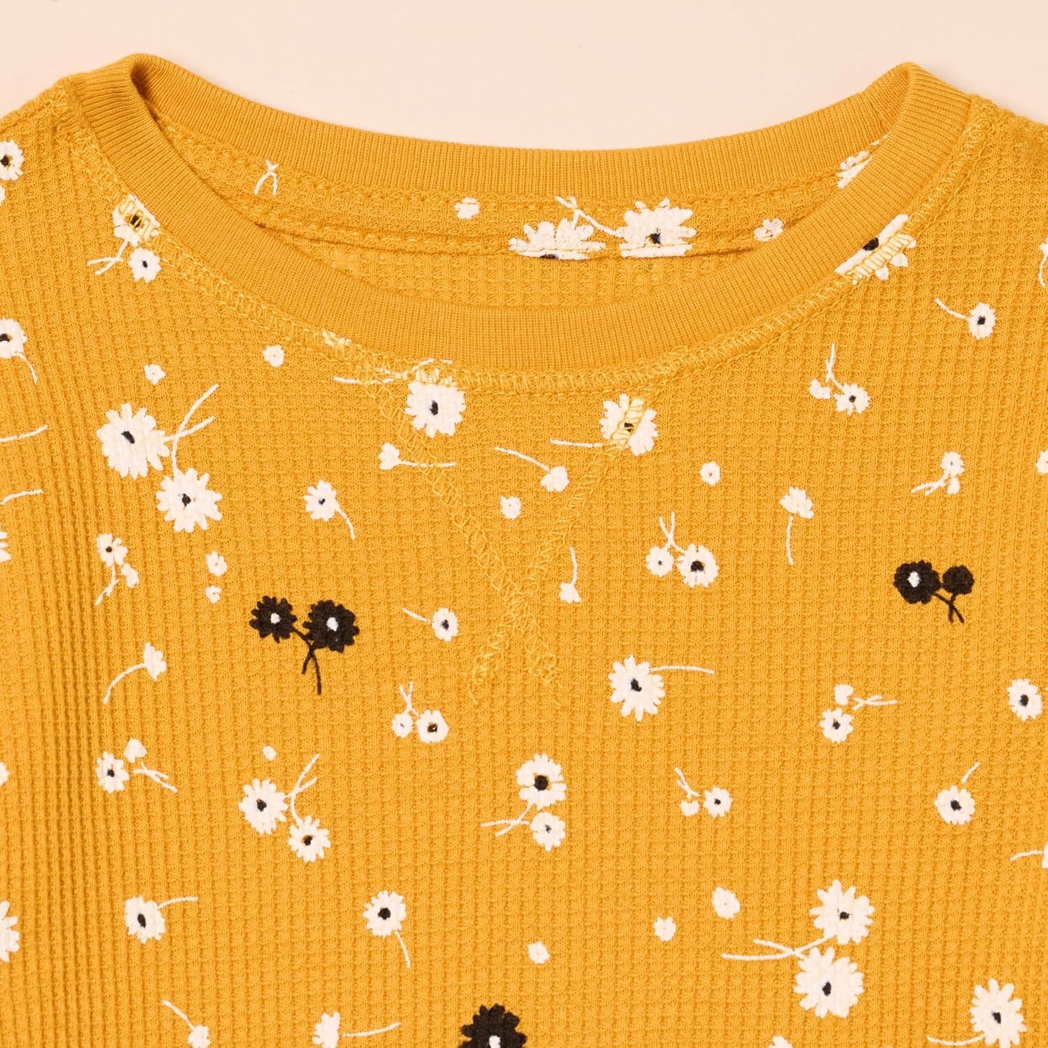 image:imageAmazon Essentials Girls and Toddlers LongSleeve Knit Thermal TShirts Pack of 33pack Gold Floral