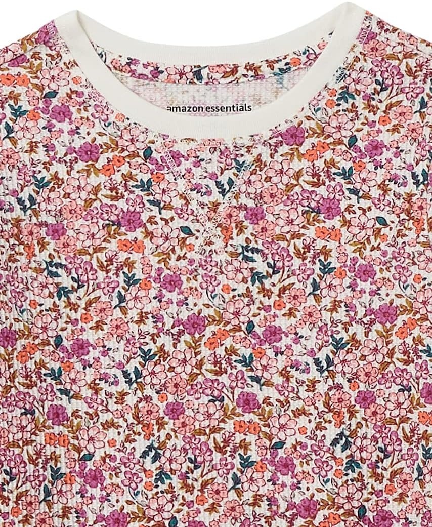 image:imageAmazon Essentials Girls and Toddlers LongSleeve Knit Thermal TShirts Pack of 33pack Pink Floral