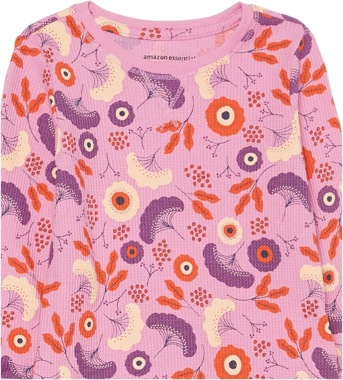 image:imageAmazon Essentials Girls and Toddlers LongSleeve Knit Thermal TShirts Pack of 3Purple Folk Floral